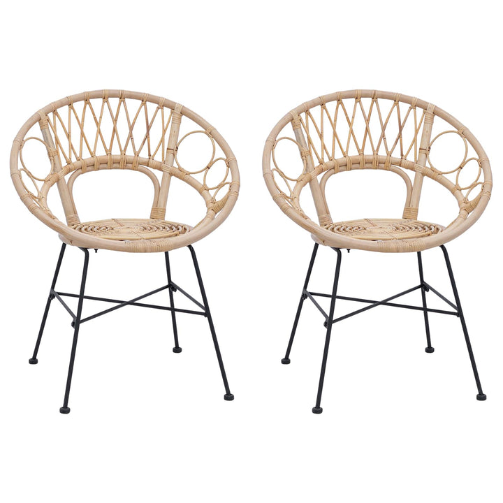 Spisestuestol 2 pcs Rattan og Jern Naturfarvet 54 x 65 x 82 cm