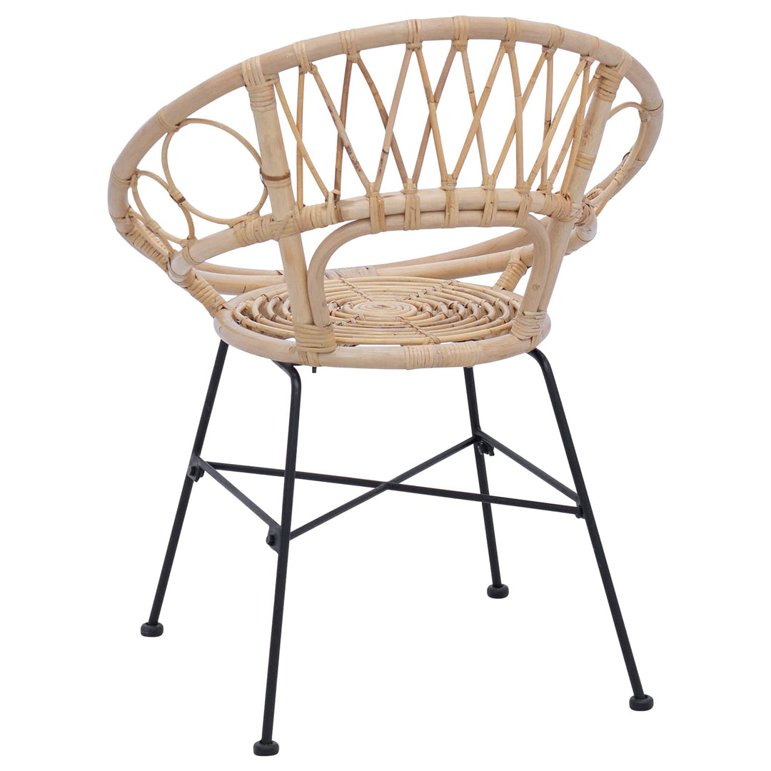 Spisestuestol 2 pcs Rattan og Jern Naturfarvet 54 x 65 x 82 cm
