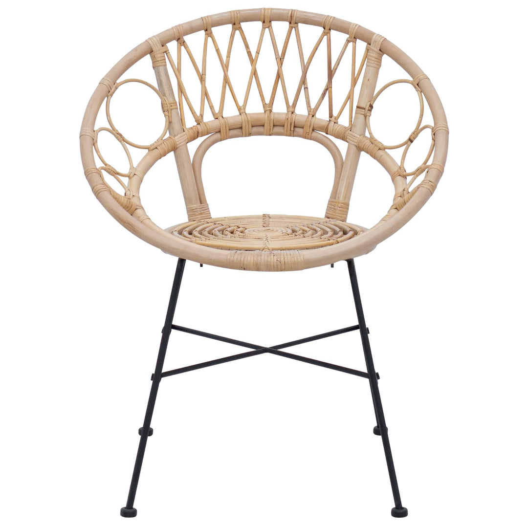 Spisestuestol 2 pcs Rattan og Jern Naturfarvet 54 x 65 x 82 cm