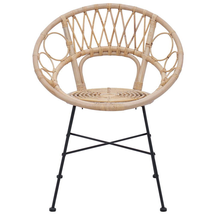 Spisestuestol 2 pcs Rattan og Jern Naturfarvet 54 x 65 x 82 cm