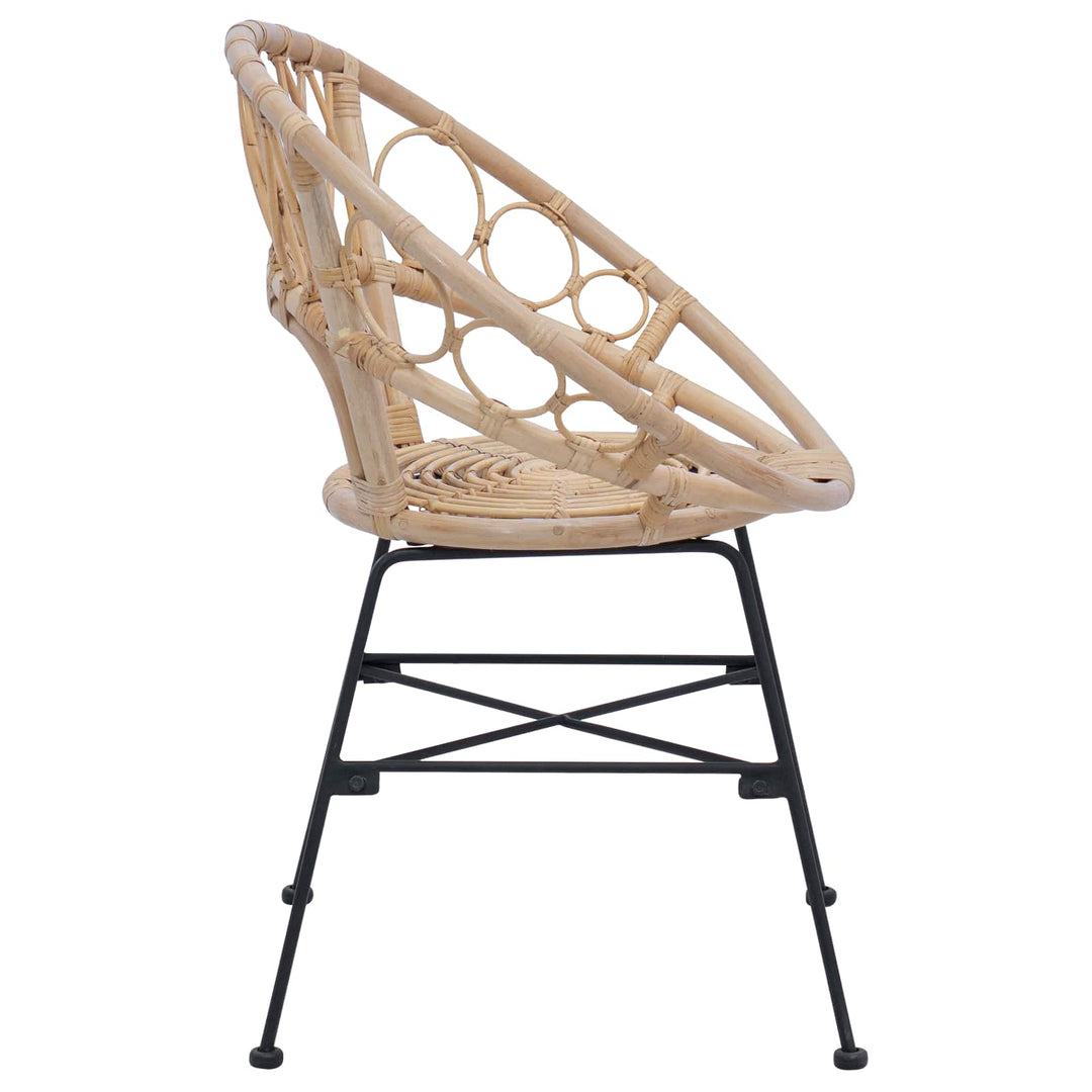 Spisestuestol 2 pcs Rattan og Jern Naturfarvet 54 x 65 x 82 cm