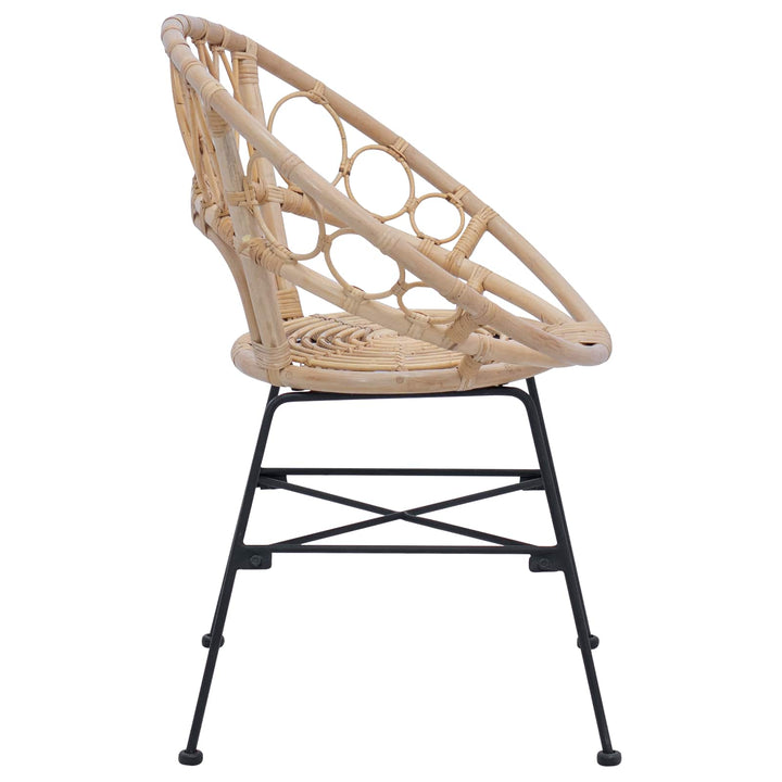 Spisestuestol 2 pcs Rattan og Jern Naturfarvet 54 x 65 x 82 cm