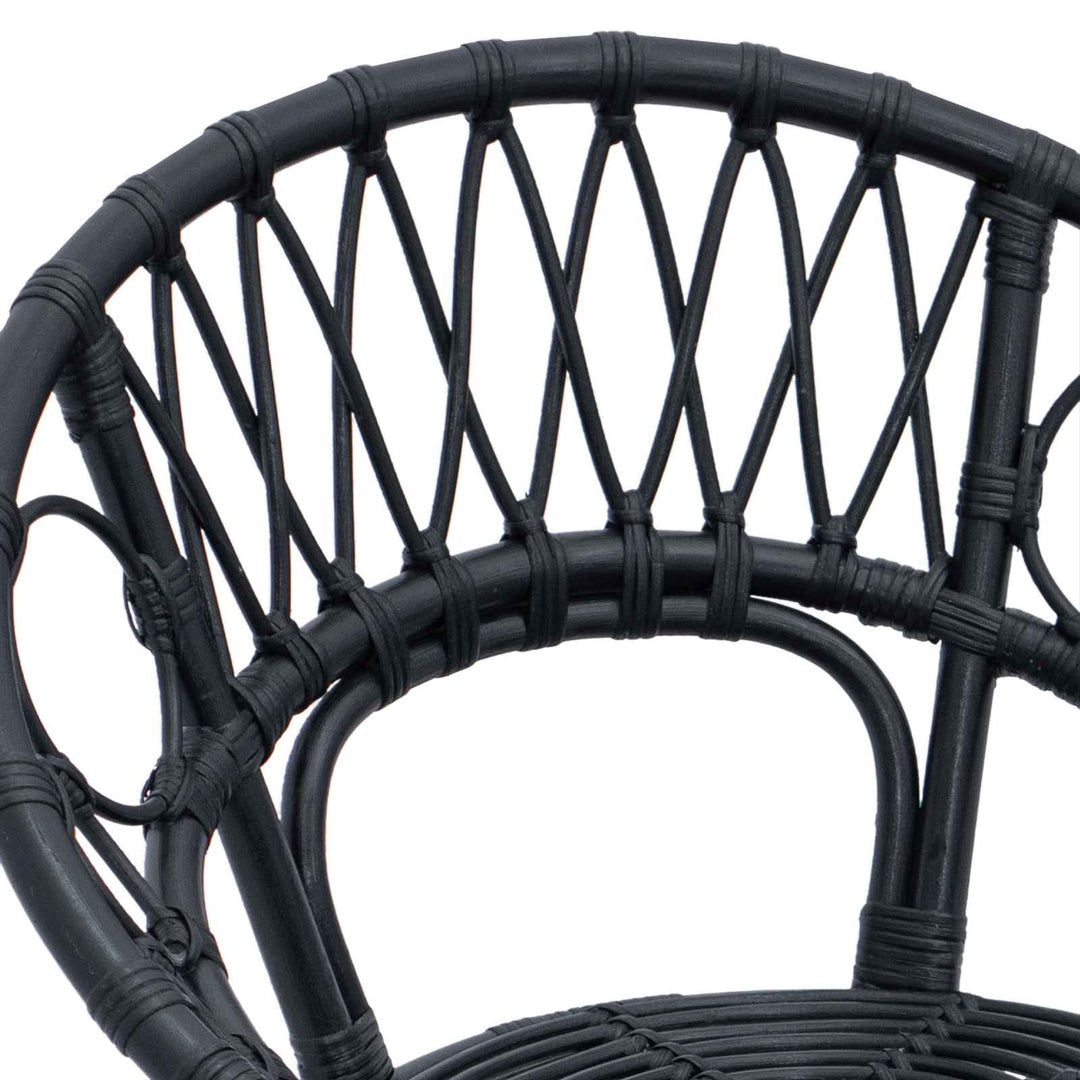 Spisestuestol 2 stk. Rattan og Jern Sort 54 x 65 x 82 cm