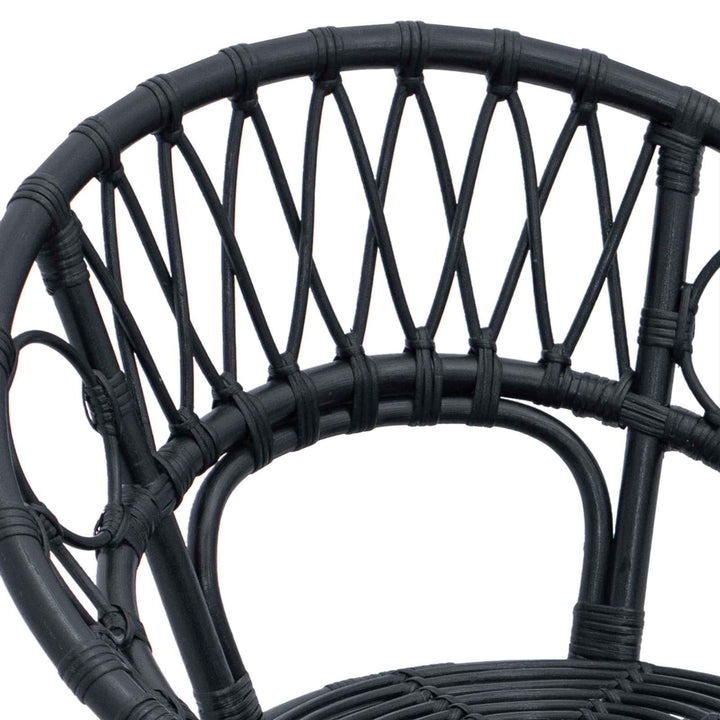 Spisestuestol 2 stk. Rattan og Jern Sort 54 x 65 x 82 cm