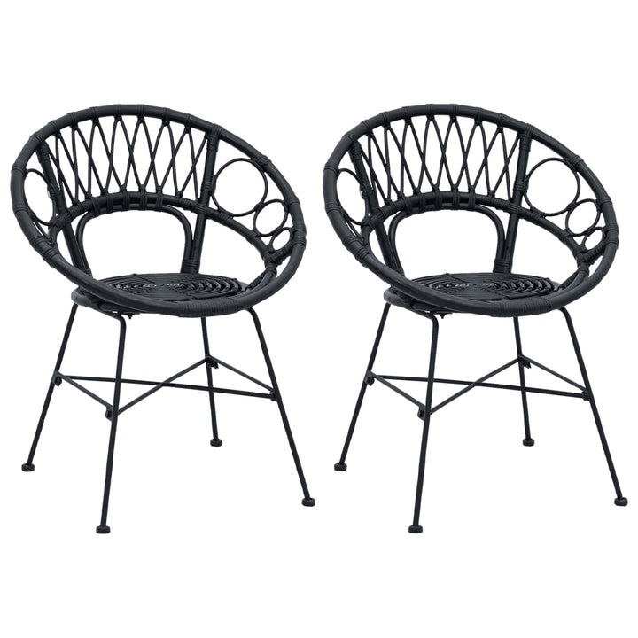 Spisestuestol 2 pcs Rattan og Jern Sort 54 x 65 x 82 cm
