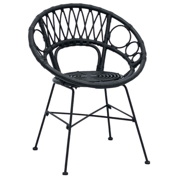 Spisestuestol 2 pcs Rattan og Jern Sort 54 x 65 x 82 cm
