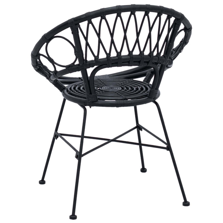 Spisestuestol 2 pcs Rattan og Jern Sort 54 x 65 x 82 cm