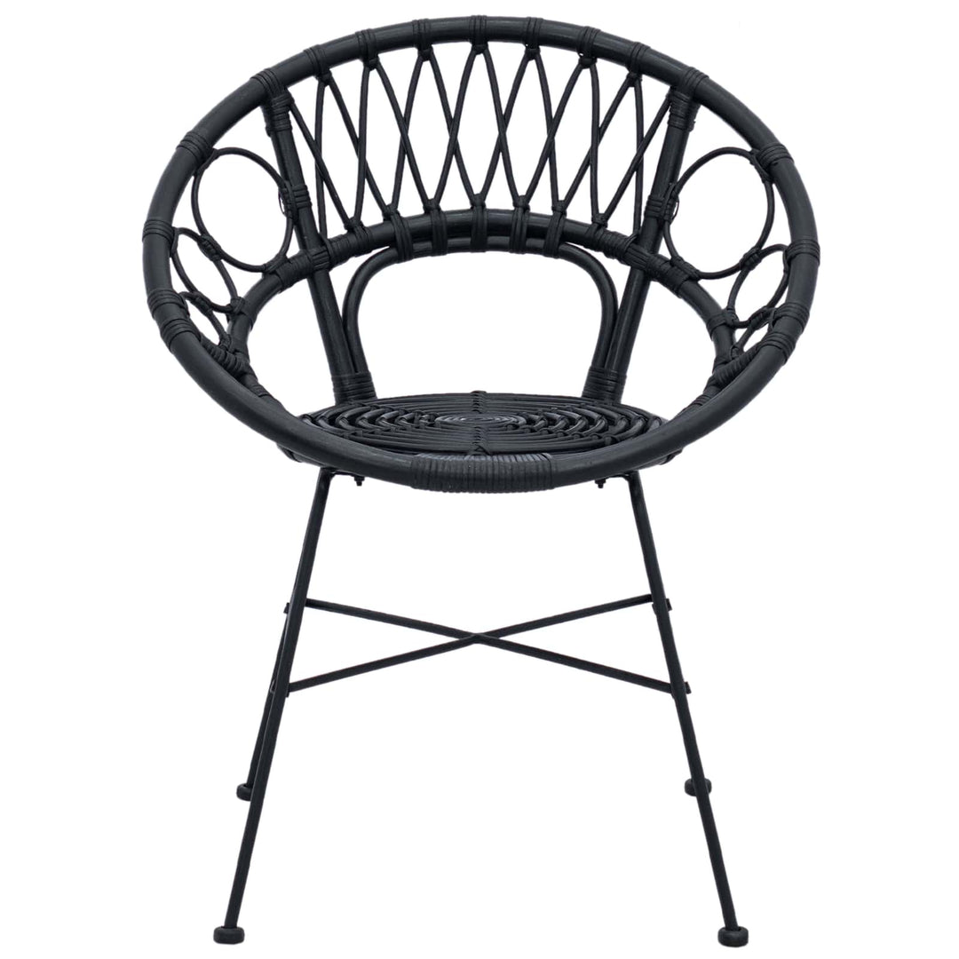 Spisestuestol 2 pcs Rattan og Jern Sort 54 x 65 x 82 cm