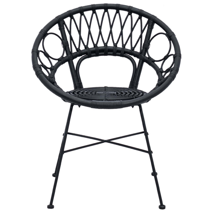 Spisestuestol 2 pcs Rattan og Jern Sort 54 x 65 x 82 cm