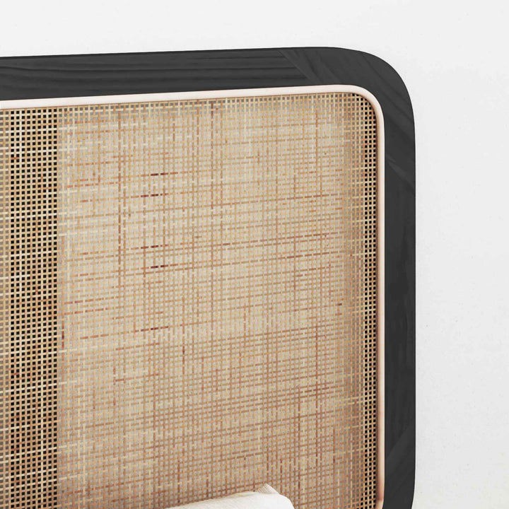 Hovedgærde med hovedgærde Sort 180 x 55 x 3 cm Rattan