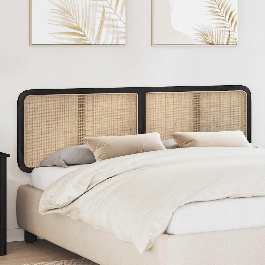 Hovedgærde med hovedgærde Sort 180 x 55 x 3 cm Rattan