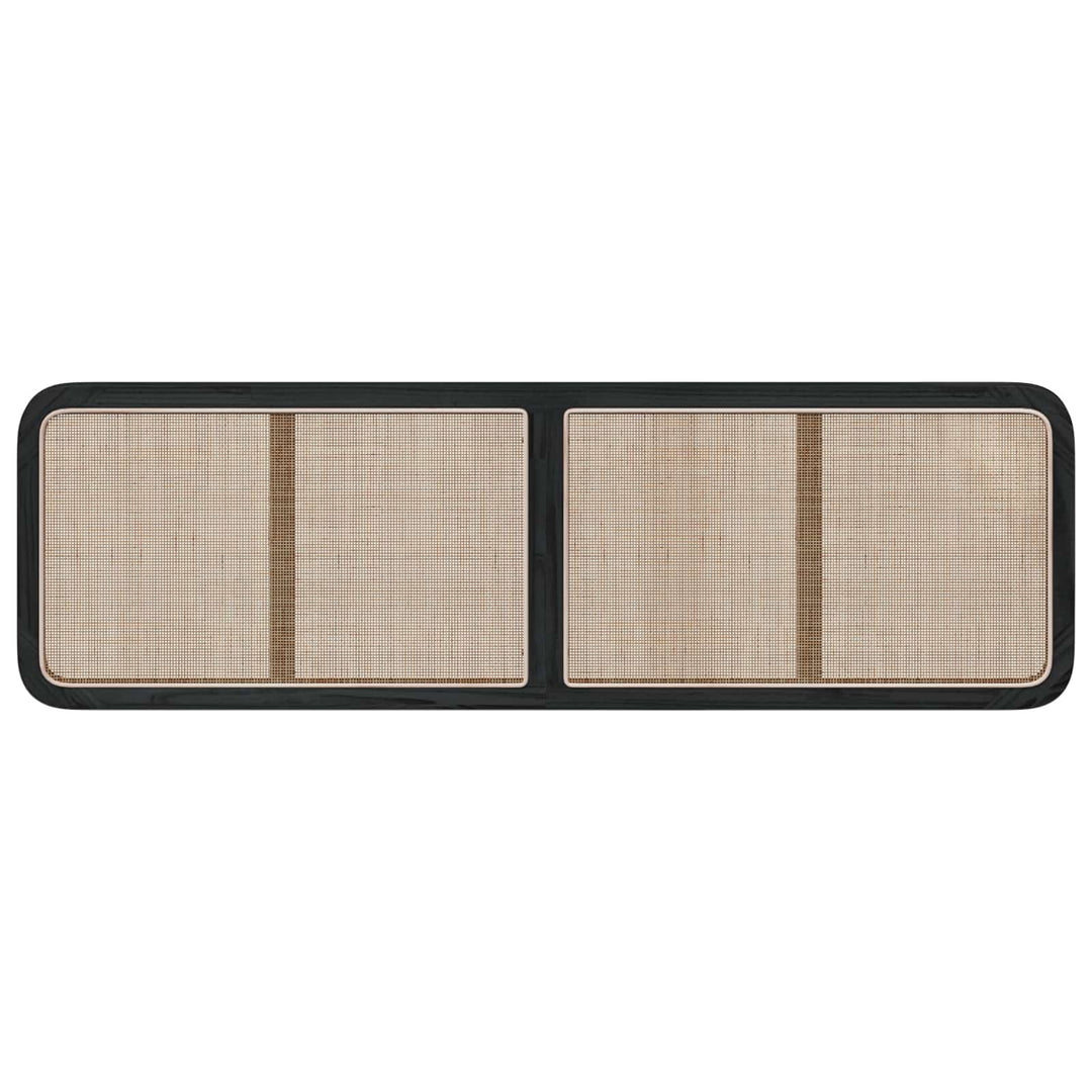 Hovedgærde med hovedgærde Sort 180 x 55 x 3 cm Rattan