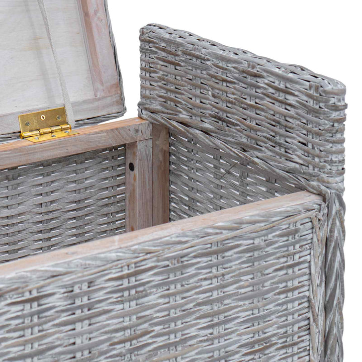 Opbevaringsbænk med pude Hvidvask 110 x 40 x 50 cm Rattan