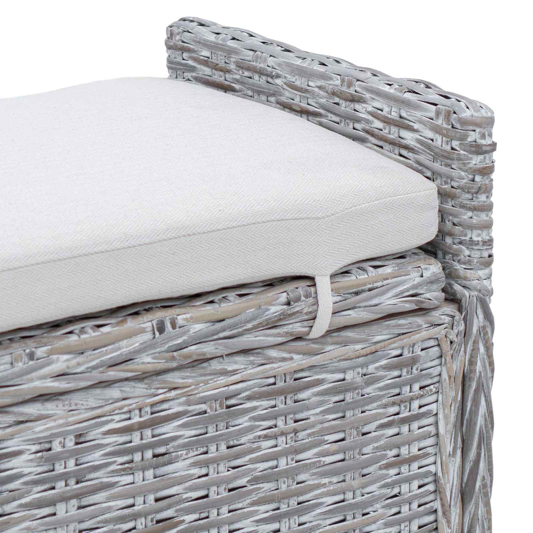 Opbevaringsbænk med pude Hvidvask 110 x 40 x 50 cm Rattan