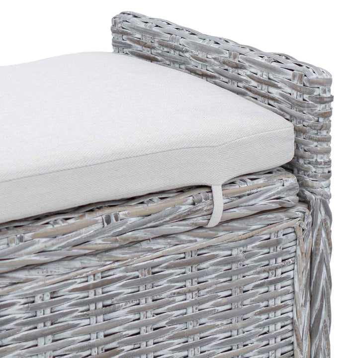Opbevaringsbænk med pude Hvidvask 110 x 40 x 50 cm Rattan