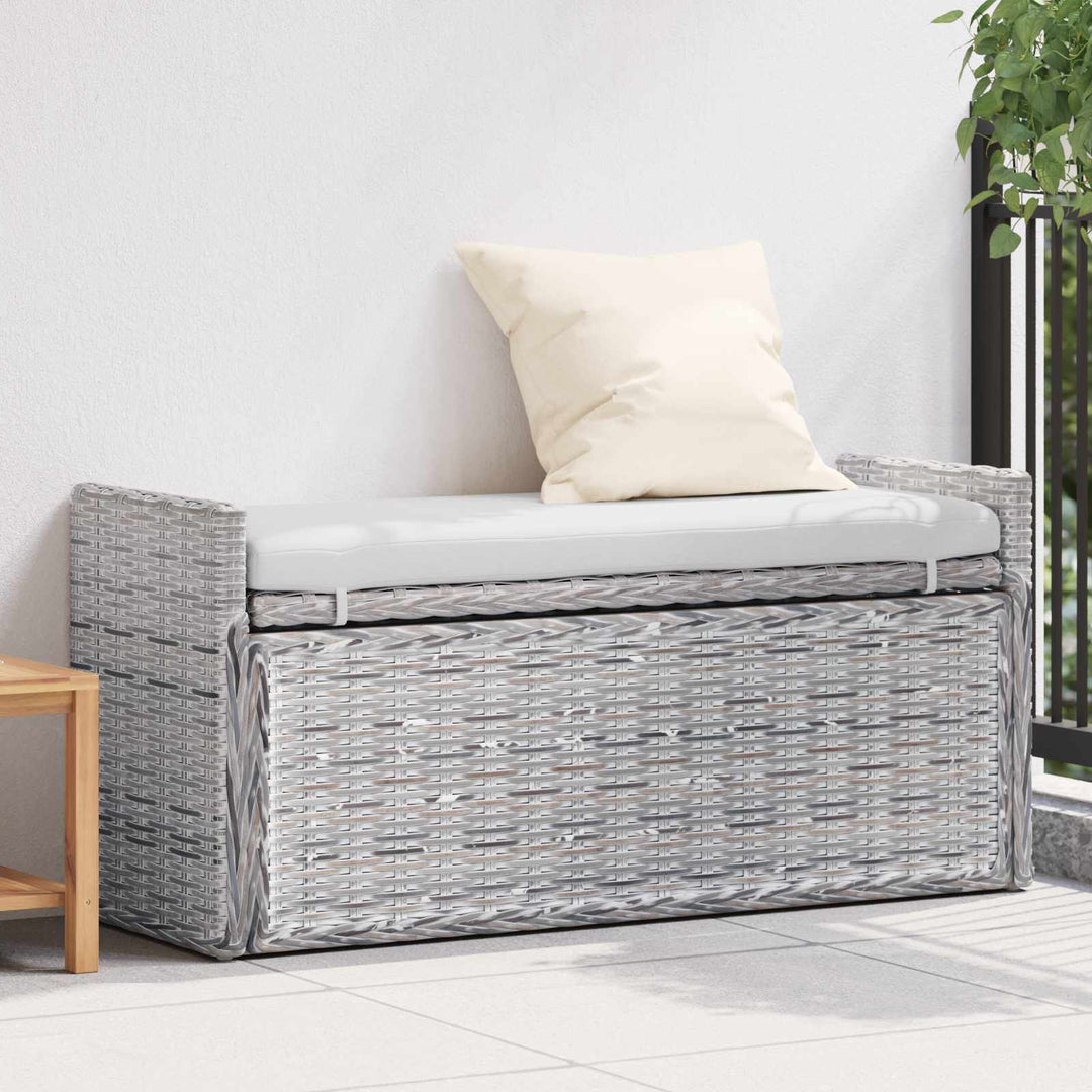 Opbevaringsbænk med pude Hvidvask 110 x 40 x 50 cm Rattan