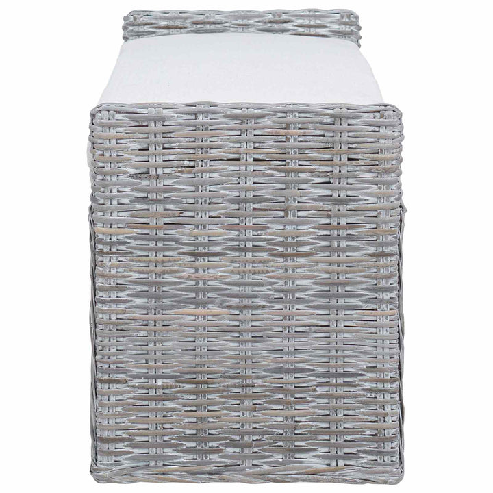 Opbevaringsbænk med pude Hvidvask 110 x 40 x 50 cm Rattan