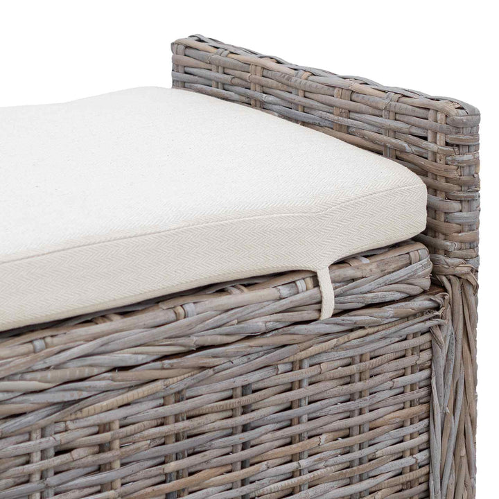 Opbevaringsbænk med pude Grå 110 x 40 x 50 cm Rattan