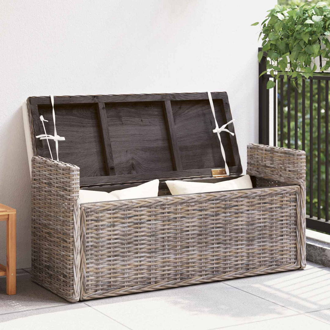 Opbevaringsbænk med pude Grå 110 x 40 x 50 cm Rattan