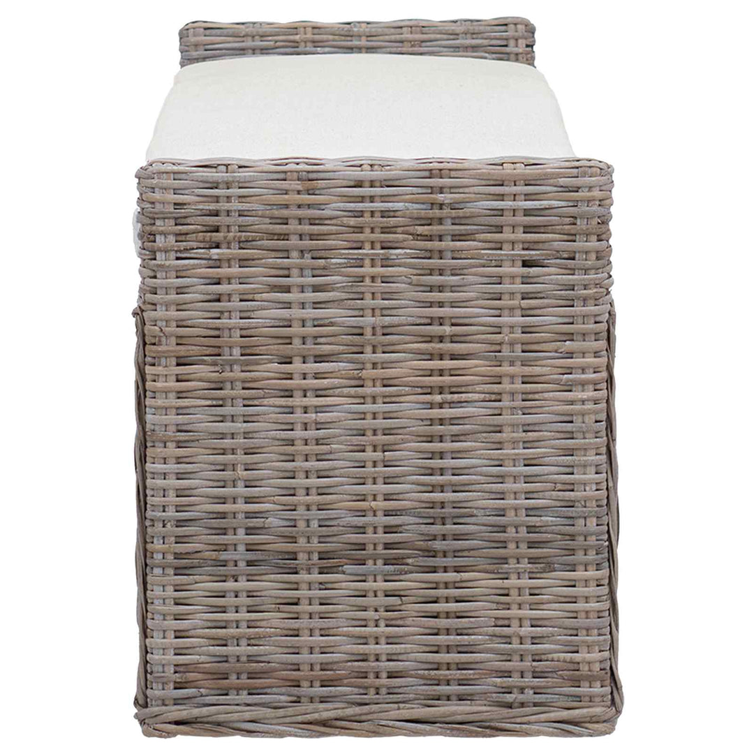 Opbevaringsbænk med pude Grå 110 x 40 x 50 cm Rattan