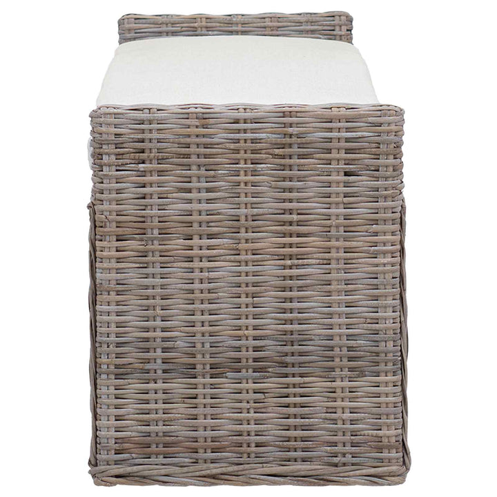 Opbevaringsbænk med pude Grå 110 x 40 x 50 cm Rattan