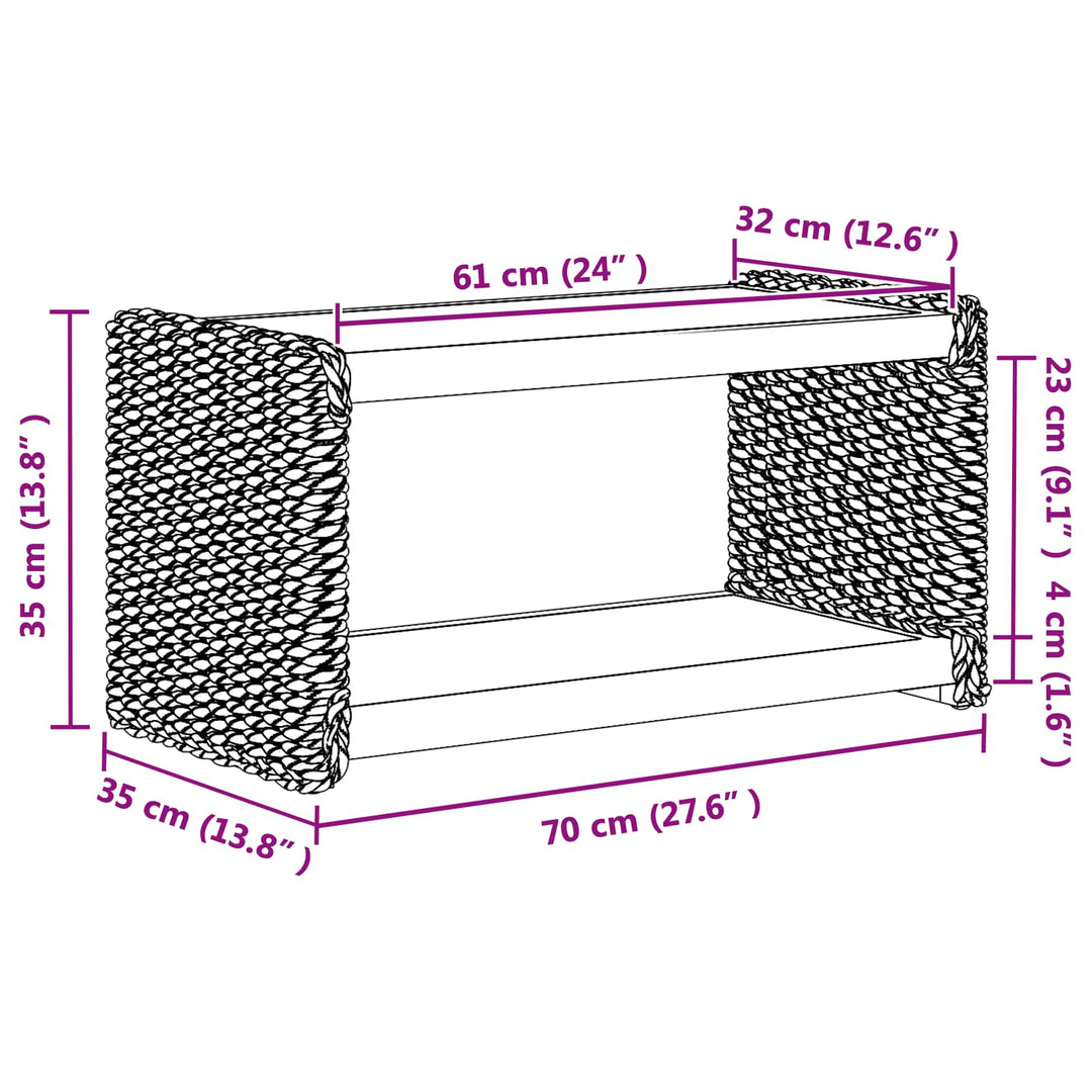 Sofabord Naturfarvet 70 x 35 x 35 cm Massiv Mahogni