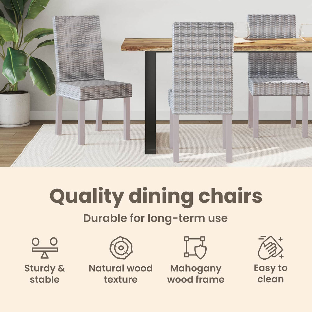 Spisestuestol 2 pcs Kubu Rattan og massiv mahogni træ Hvidvask