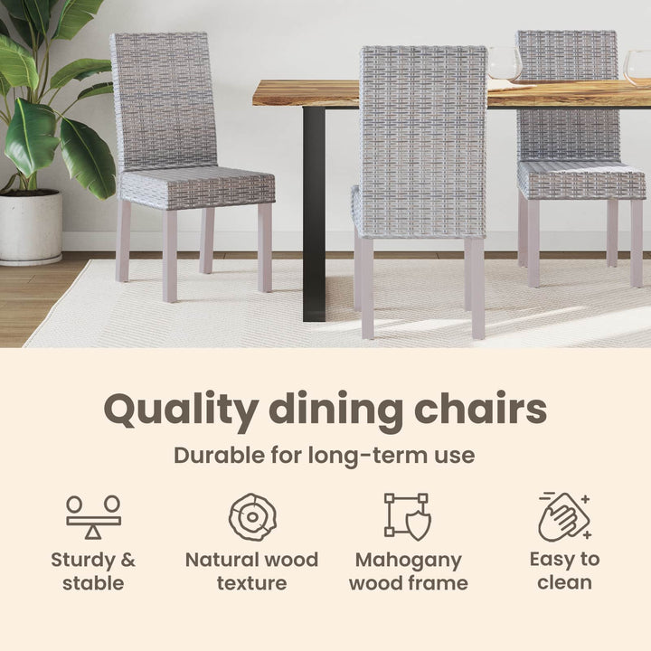 Spisestuestol 2 pcs Kubu Rattan og massiv mahogni træ Hvidvask
