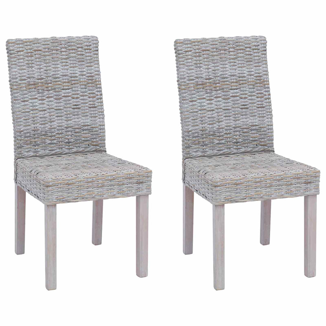 Spisestuestol 2 pcs Kubu Rattan og massiv mahogni træ Hvidvask