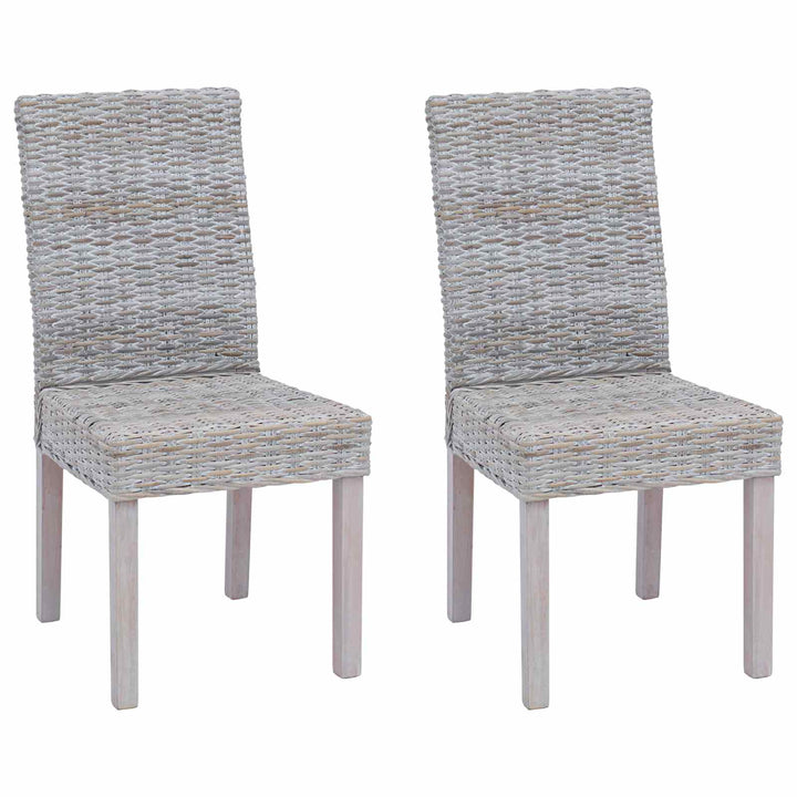 Spisestuestol 2 pcs Kubu Rattan og massiv mahogni træ Hvidvask