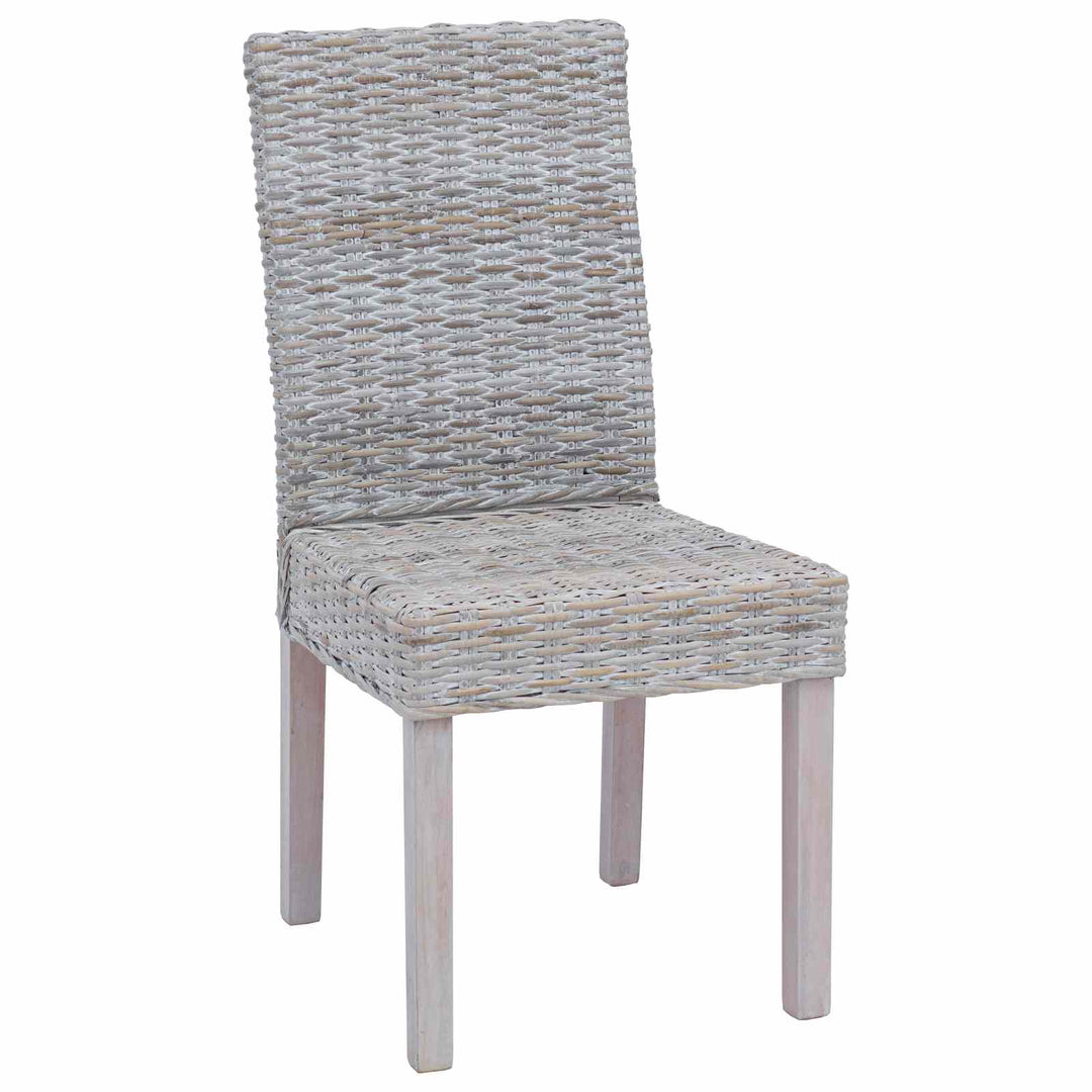 Spisestuestol 2 pcs Kubu Rattan og massiv mahogni træ Hvidvask