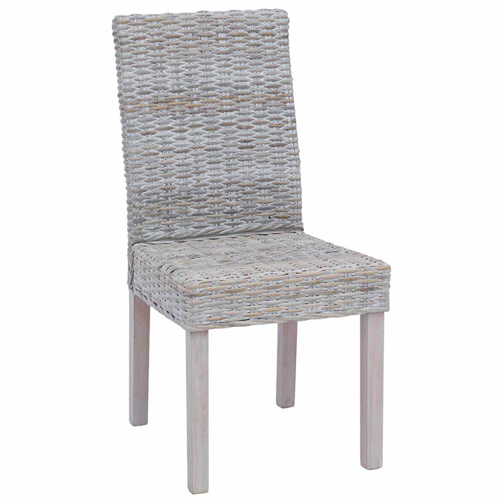 Spisestuestol 2 pcs Kubu Rattan og massiv mahogni træ Hvidvask