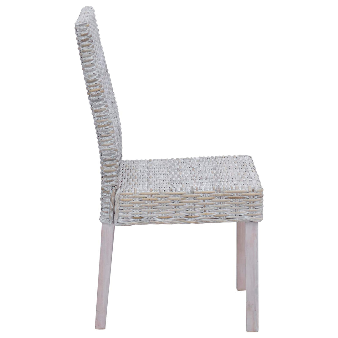 Spisestuestol 2 pcs Kubu Rattan og massiv mahogni træ Hvidvask