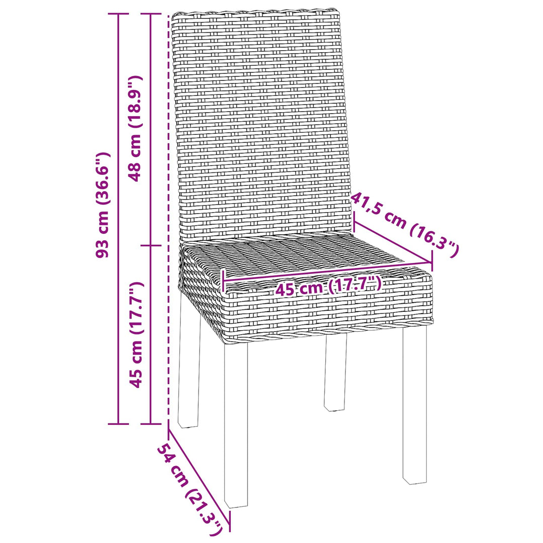 Spisestuestol 2 pcs Kubu Rattan og massiv mahogni træ Hvidvask