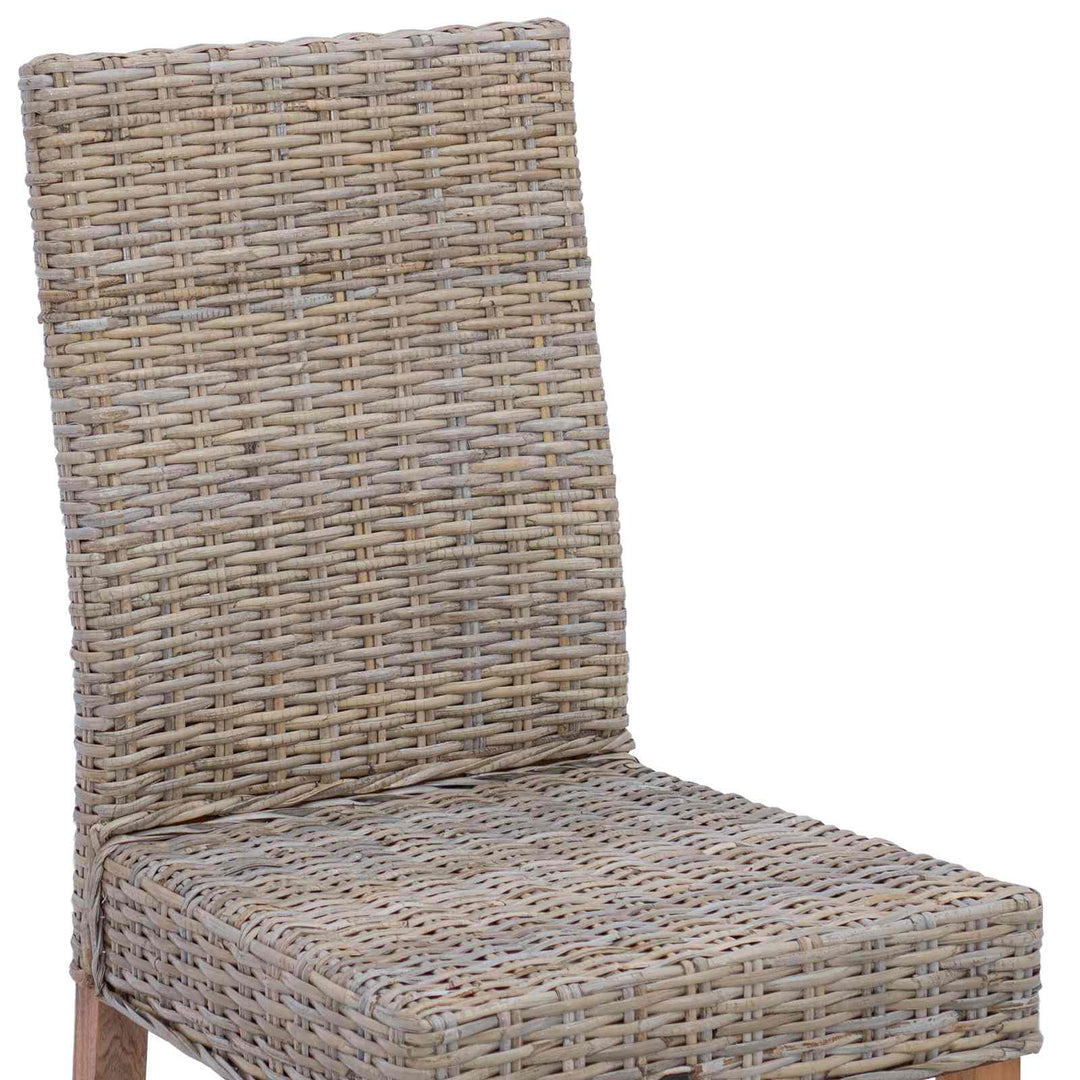Spisestuestol 2 pcs Kubu Rattan og massiv mahogni træ Kubu Grå