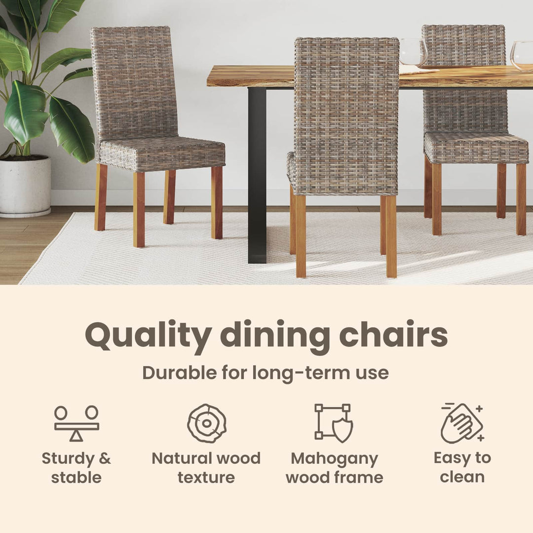 Spisestuestol 2 pcs Kubu Rattan og massiv mahogni træ Kubu Grå