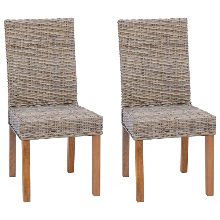 Spisestuestol 2 pcs Kubu Rattan og massiv mahogni træ Kubu Grå