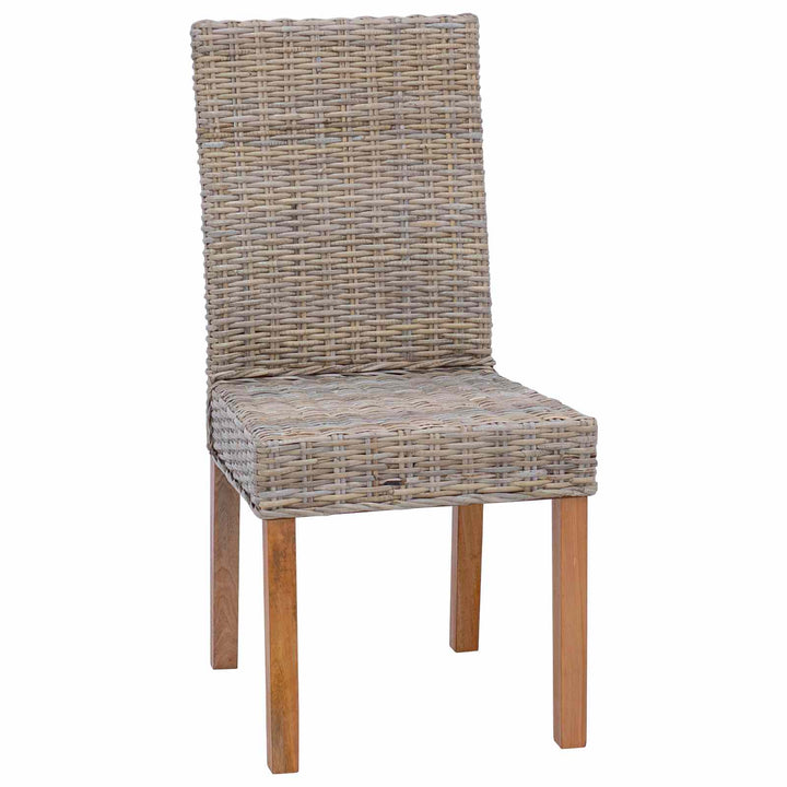 Spisestuestol 2 pcs Kubu Rattan og massiv mahogni træ Kubu Grå