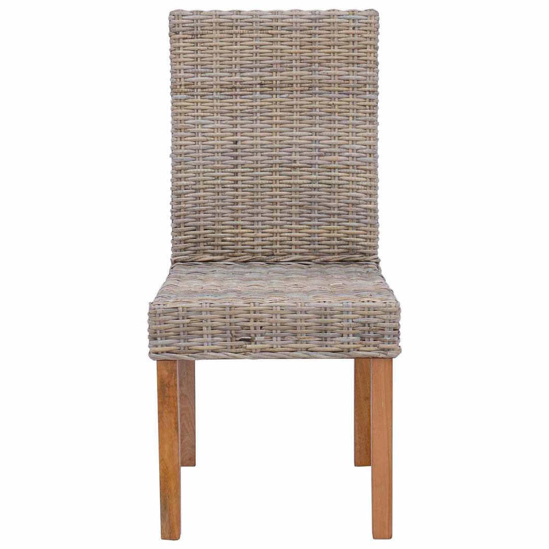 Spisestuestol 2 pcs Kubu Rattan og massiv mahogni træ Kubu Grå