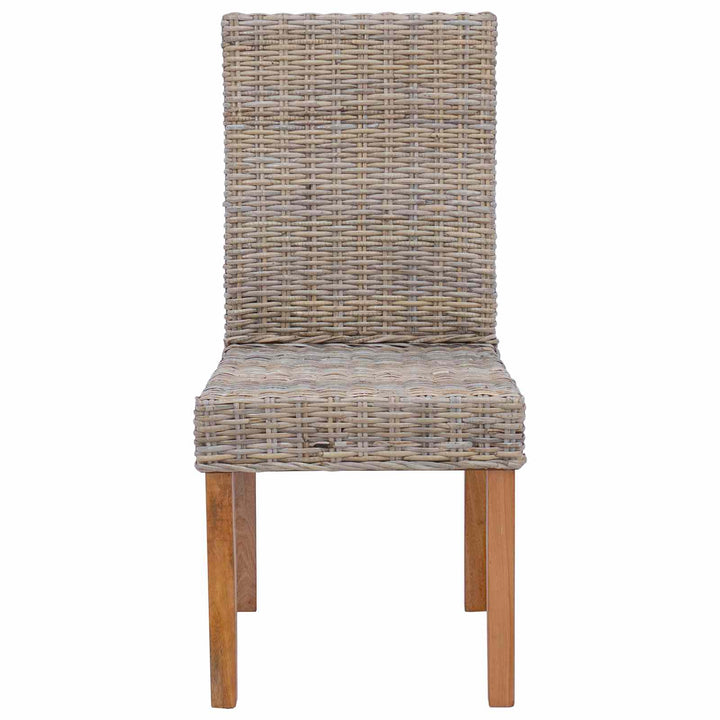 Spisestuestol 2 pcs Kubu Rattan og massiv mahogni træ Kubu Grå