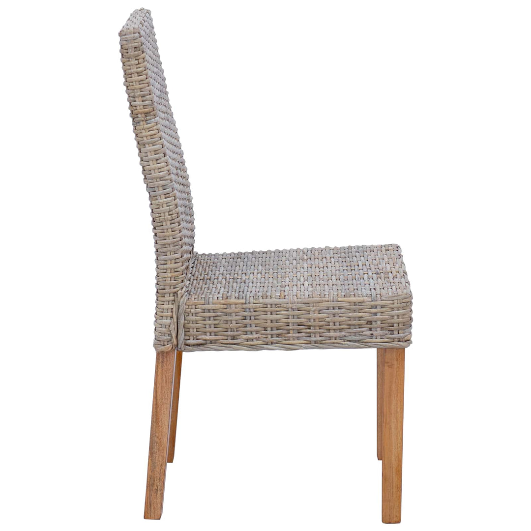 Spisestuestol 2 pcs Kubu Rattan og massiv mahogni træ Kubu Grå