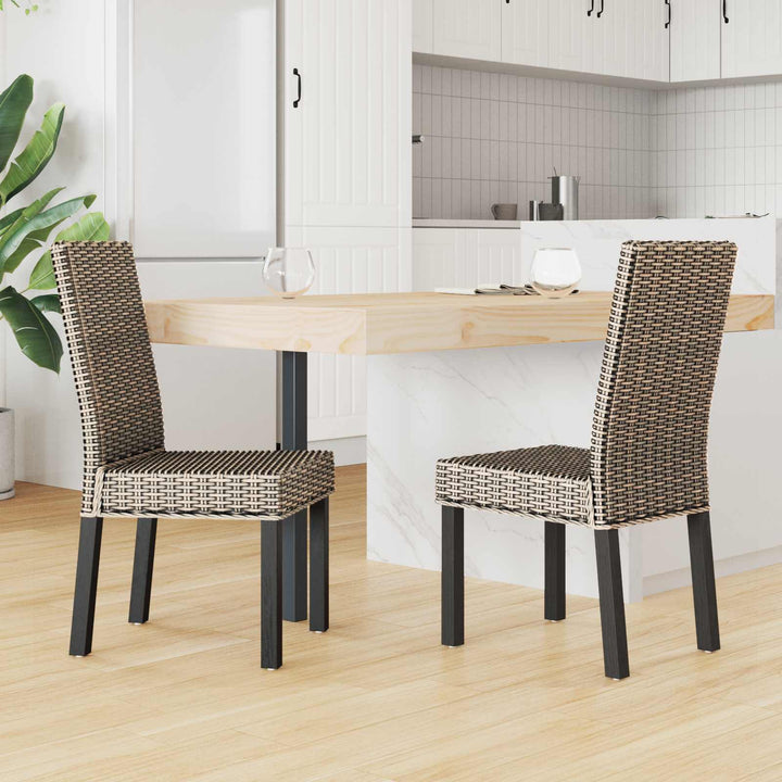 Spisestuestol 2 pcs Kubu Rattan og massiv mahogni træ