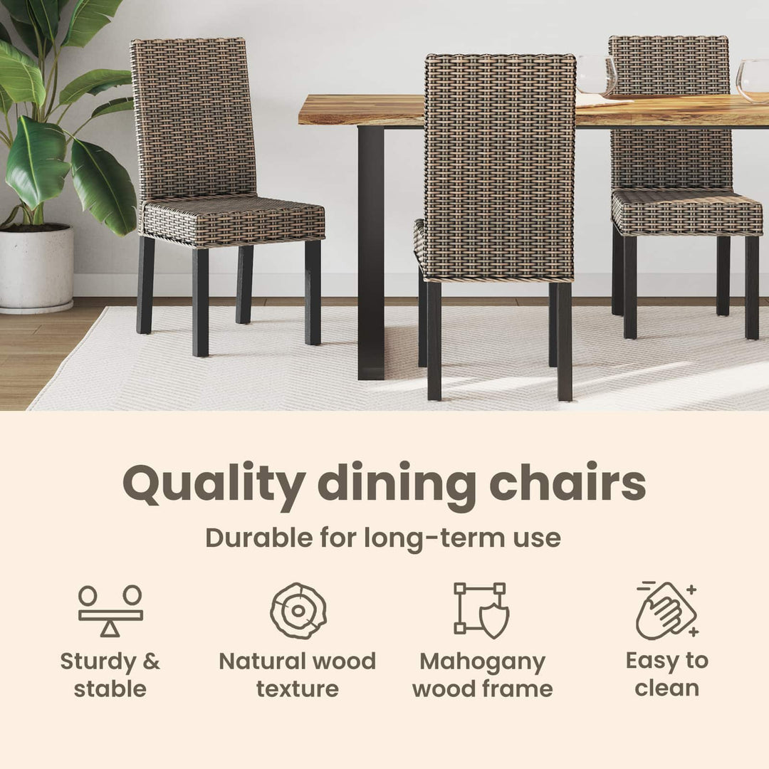 Spisestuestol 2 pcs Kubu Rattan og massiv mahogni træ
