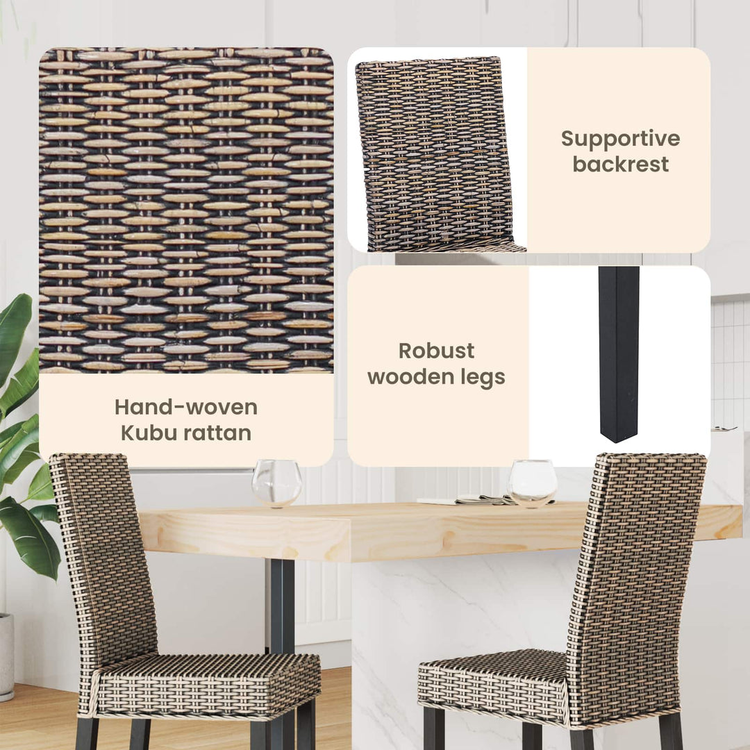 Spisestuestol 2 pcs Kubu Rattan og massiv mahogni træ