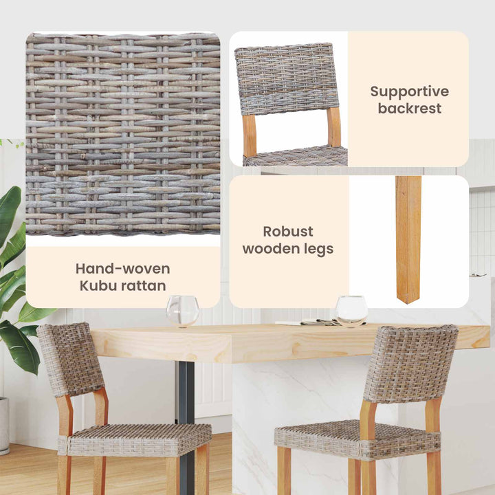 Spisestuestol 2 pcs Kubu rattan Kubu Grå 46 x 55 x 84 cm