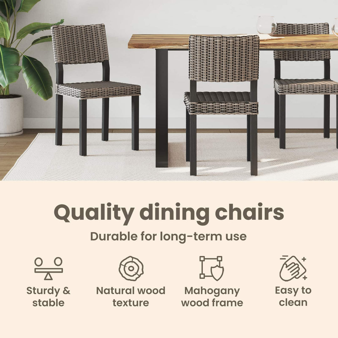 Spisestuestol 2 pcs Kubu rattan Sorte vask 46 x 55 x 84 cm
