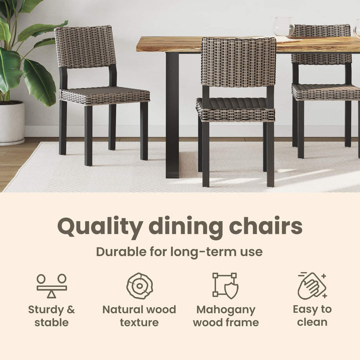 Spisestuestol 2 pcs Kubu rattan Sorte vask 46 x 55 x 84 cm