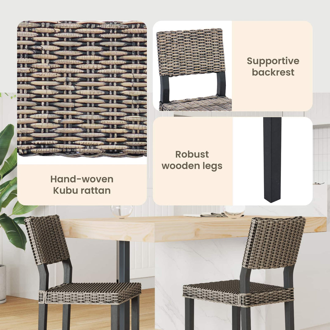 Spisestuestol 2 pcs Kubu rattan Sorte vask 46 x 55 x 84 cm