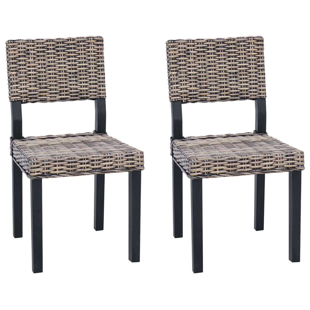 Spisestuestol 2 pcs Kubu rattan Sorte vask 46 x 55 x 84 cm