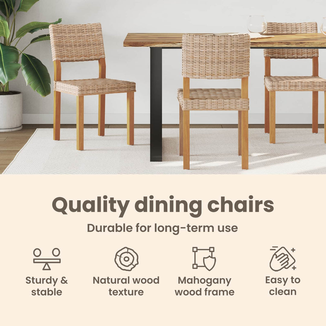 Spisestuestol 2 pcs Kubu rattan Naturfarvet 46 x 55 x 84 cm